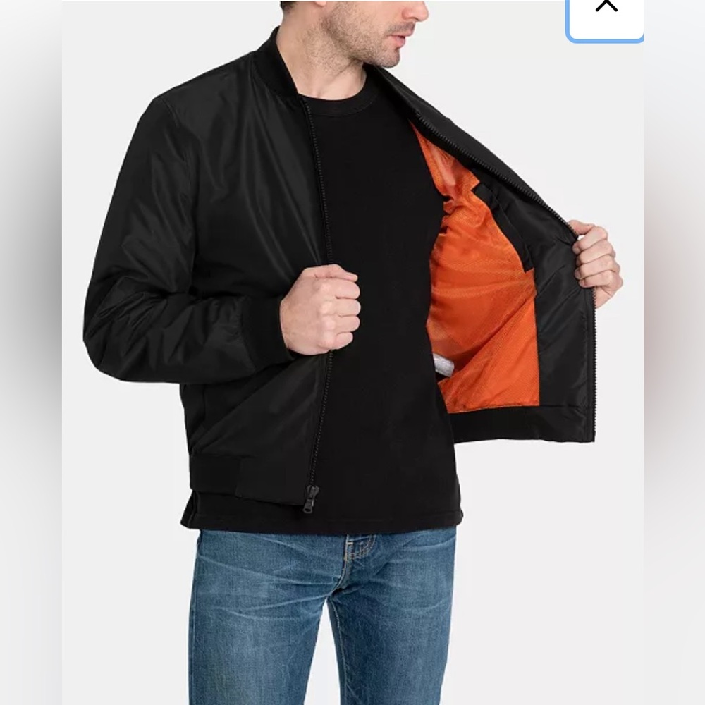 NWOT- Michael Kors Men's Bomber Jacket, black & orange, size Medium
